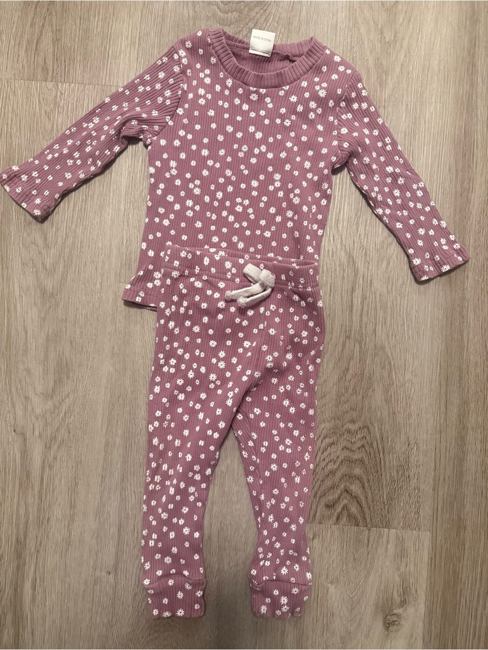 Mauve Floral Knit Kids Pajama Set